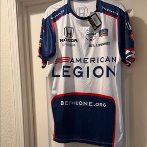 Men's Blue and White Racing Jersey
